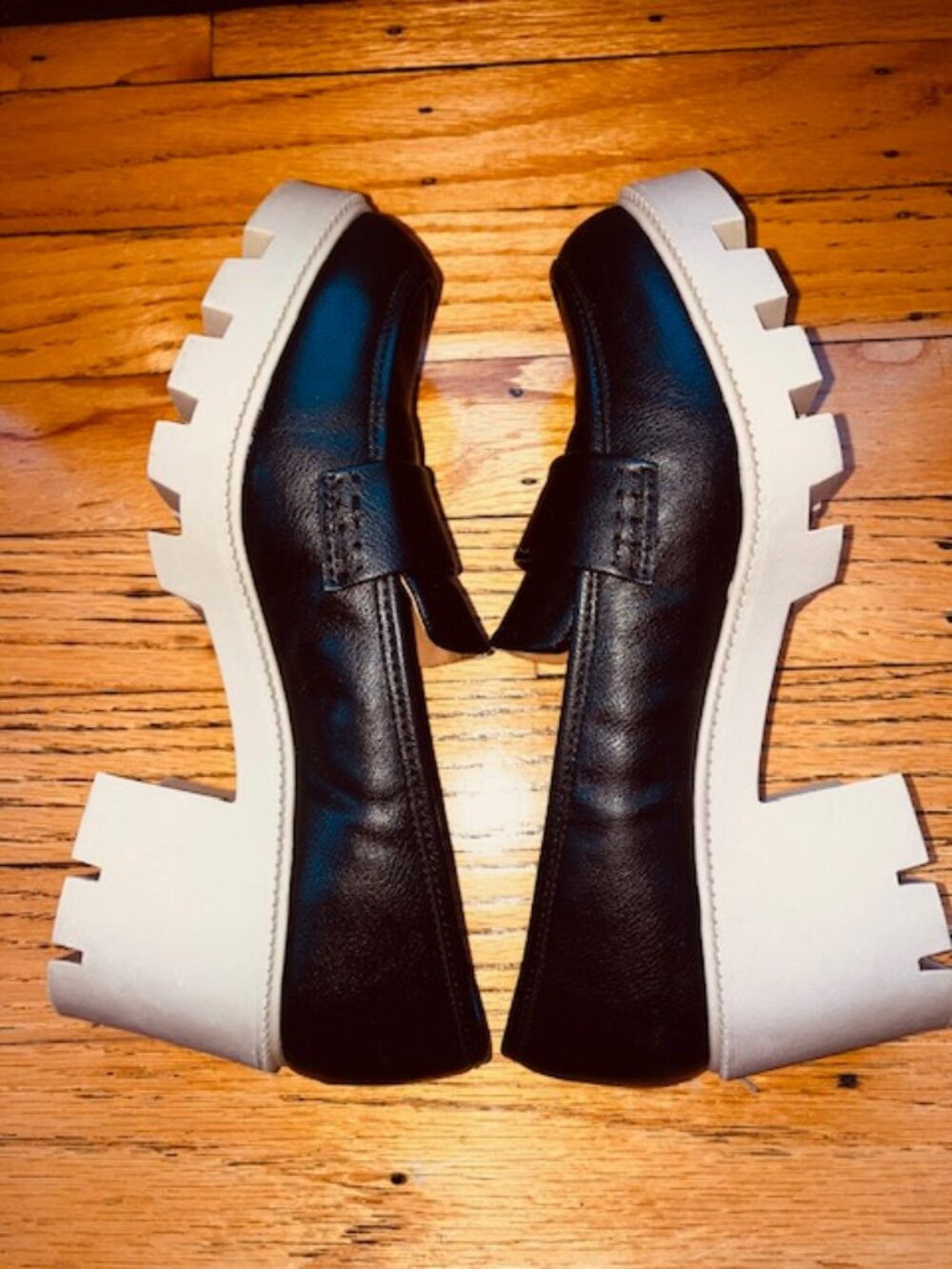 Dolce Vita Halona Lug Platform Black & Tan Loafers Size 8